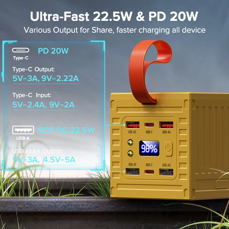 Qoovi 60000mah power bank 22.5 - Outdoor Usb Power Outlet avaliação e preço